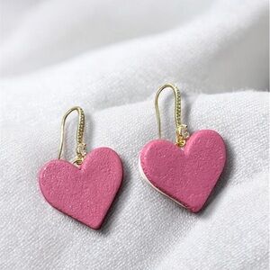 Pink Cookie Macarons Heart CZ Polymer Clay Earrings